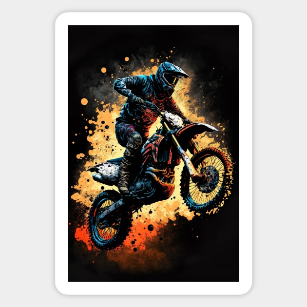 Dirt Bike With Paint Orange Splash Design Sticker by KoolArtDistrict